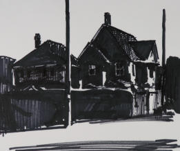 "Corner House," permanent marker on sketch paper, 2009 ("Four to Go," The Artist's Magazine, November 2010)