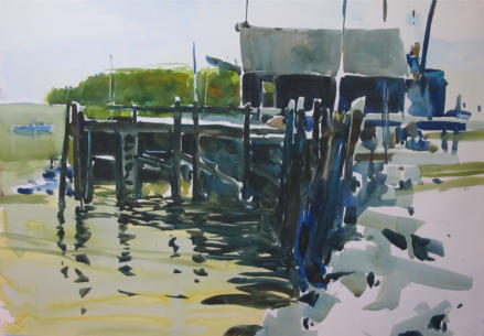 Waterfront, Owls Head, w/c, 22" X 30," 2012